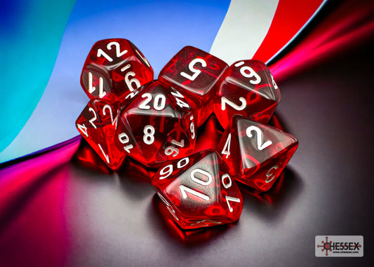 Chessex: Translucent Red/White Polyhedral 7-Die Set