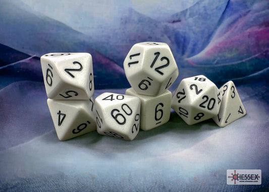 Chessex: Opaque White/Black Polyhedral 7-Die Set