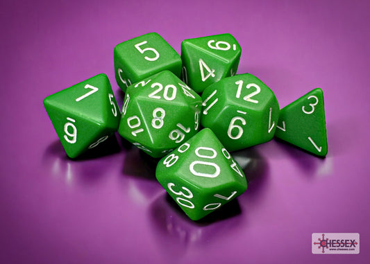 Chessex: Opaque Green/White Polyhedral 7-Die Set
