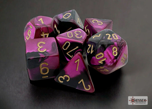 Chessex: Gemini Black-Purple/Gold Polyhedral 7-Dice Set