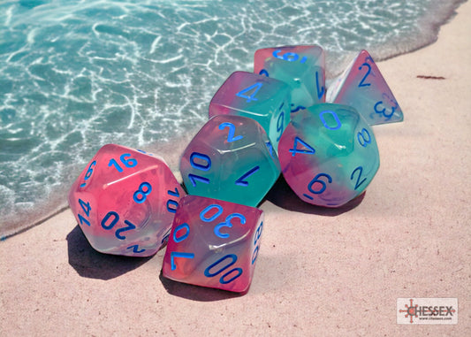 Chessex: Gemini Gel Green-Pink/Blue Luminary Polyhedral 7-Die Set