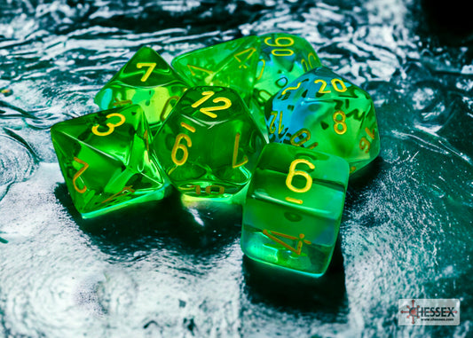 Chessex: Gemini Translucent Green-Teal/Yellow Polyhedral 7-Die Set
