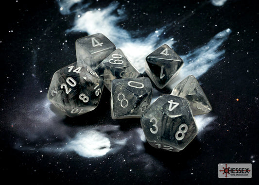 Chessex: Borealis Light Smoke/Silver Luminary Polyhedral 7-Die Set