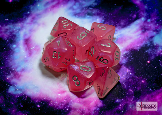 Chessex: Borealis Pink/Silver Luminary Polyhedral 7-Die Set