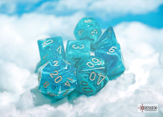 Chessex: Cirrus Aqua/Silver Polyhedral 7-Die Set