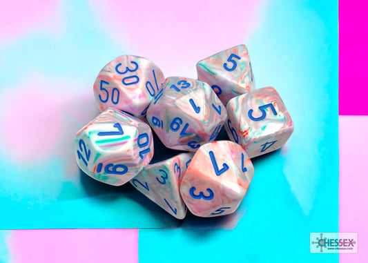 Chessex: Festive Pop Art/Blue Polyhedral 7-Die Set