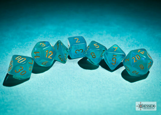 Chessex: Borealis Teal/Gold Luminary Polyhedral 7-Die Set