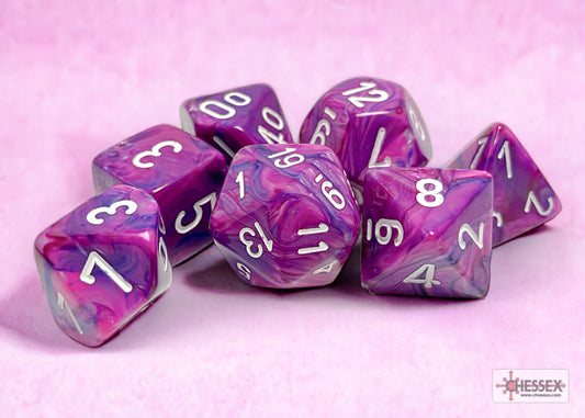 Chessex: Festive Violet/White Polyhedral 7-Die Set