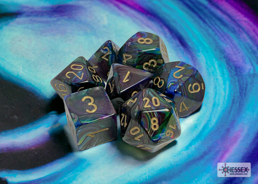 Chessex: Lustrous Shadow/Gold Polyhedral 7-Die Set