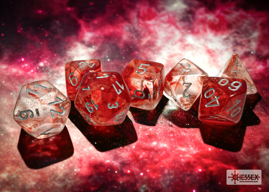 Chessex: Nebula Red/Silver Luminary Polyhedral 7-Die Set