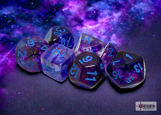 Chessex: Nebula Nocturnal/Blue Luminary Polyhedral 7-Die Set