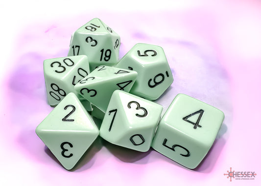 Chessex: Opaque Pastel Green/Black Polyhedral 7-Die Set