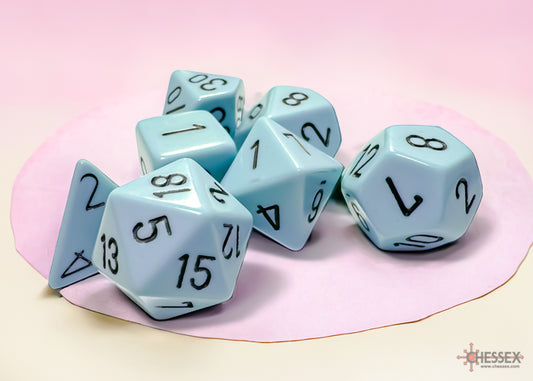 Chessex: Opaque Pastel Blue/Black Polyhedral 7-Die Set