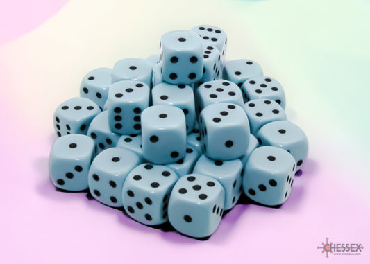 Chessex: Opaque Pastel Blue/Black 12mm d6 Dice Block (36 Dice)