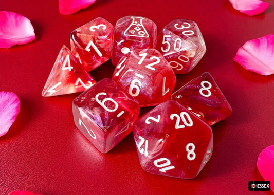 Chessex: Borealis Passion/White Polyhedral 7-Die Set