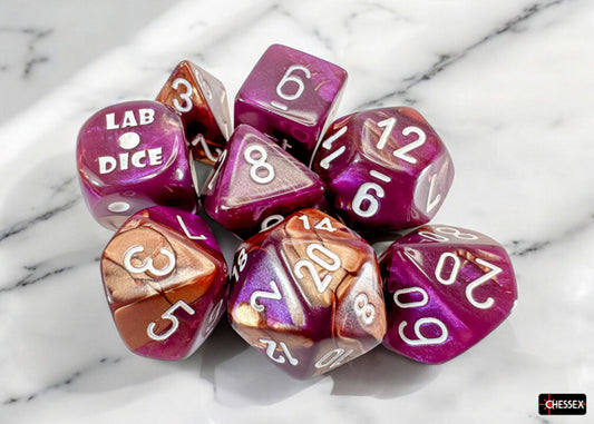Chessex: Gemini Copper-Purple/White Polyhedral 7-Die Set