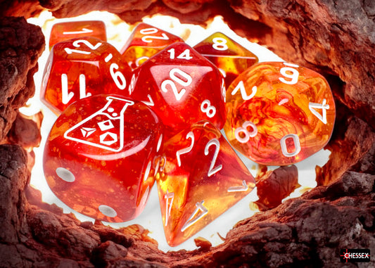 Chessex: Nebula Molten/White Polyhedral 7-Die Set