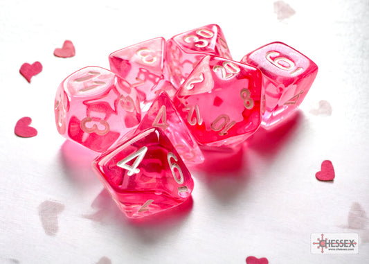 Chessex: Translucent Pink/White Mini-hedral 7-Die Set