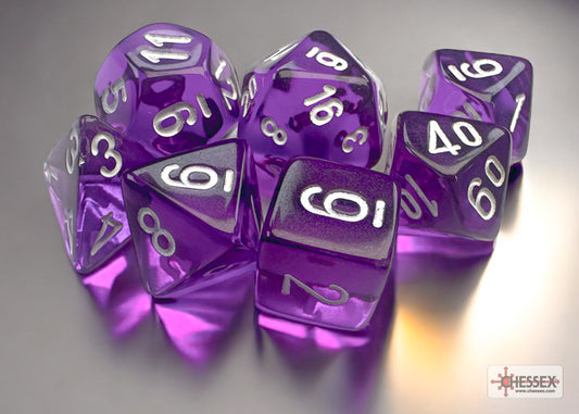 Chessex: Translucent Purple/White Mini-hedral 7-Die Set