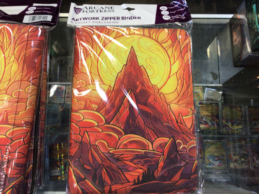 Arcane Fortress: 9 Pocket Sideloader Artwork Zipper Binder - Burning Mountain