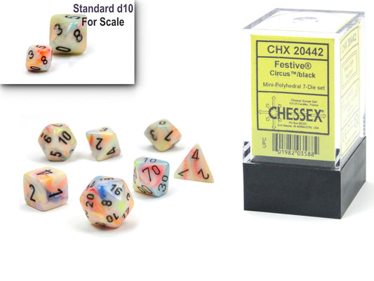 Chessex: Festive Circus/Black Mini-hedral 7-Die Set