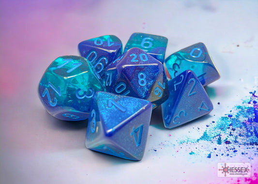 Chessex: Gemini Blue-Blue/Light Blue Luminary Polyhedral 7-Die Set