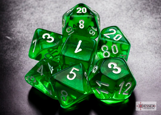 Chessex: Translucent Green/White Mini-hedral 7-Die Set
