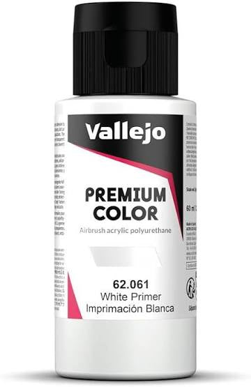 Vallejo Premium Color: White Primer, 60 ml