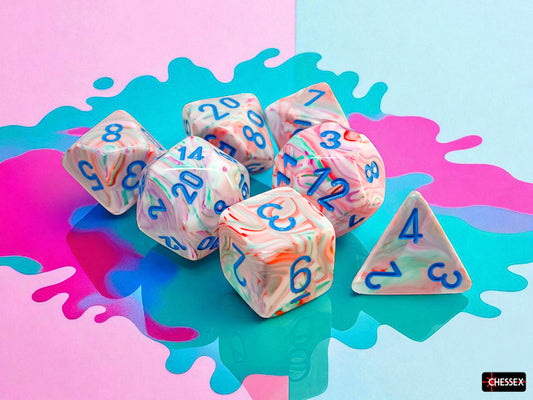 Chessex: Festive Pop Art/Blue Mega-hedral 7-Die Set