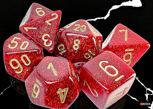 Chessex: Glitter Ruby/Gold Mega-hedral 7-Die Set