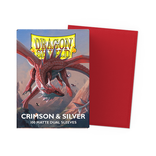 Dragon Shield: Standard Matte Dual Sleeves - Crimson & Silver